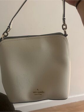 kate spade Cream Pebbled Leather Shoulder Bag with Gold Hardware
